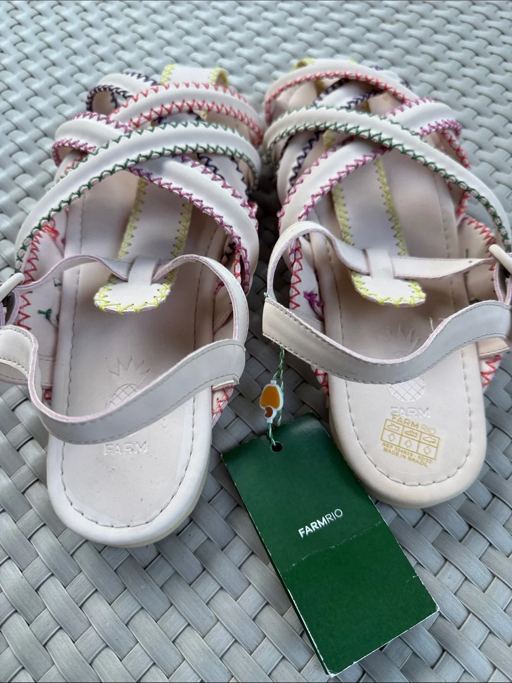 NWT Farm Rio Womens Multicolor Stitch Vegan Sandals Womens Size 12